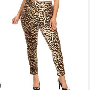NWOT ANDREW MARC Chic Animal Print Faux Suede Pull-On Pants Size L ❤️ Super Soft